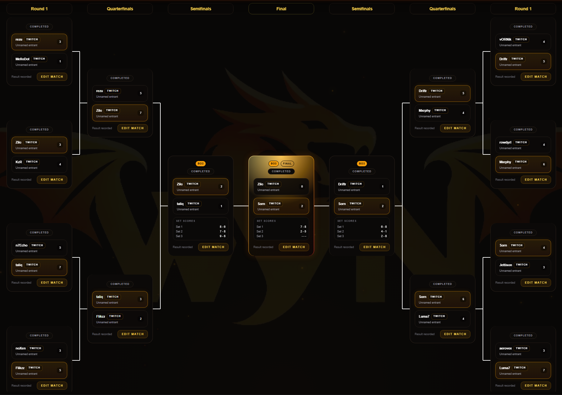 Event bracket preview